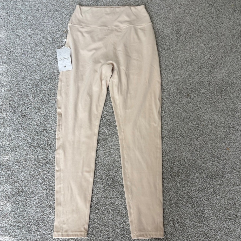Buffbunny Legacy‎ Legging Womens L Beige Stardust Nubre Soft Stretch Athletic